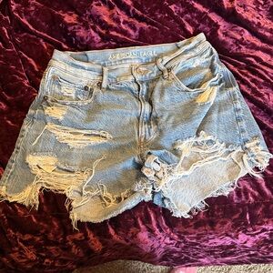 American Eagle Outfitters Distressed Jean Shorts - Light Blue